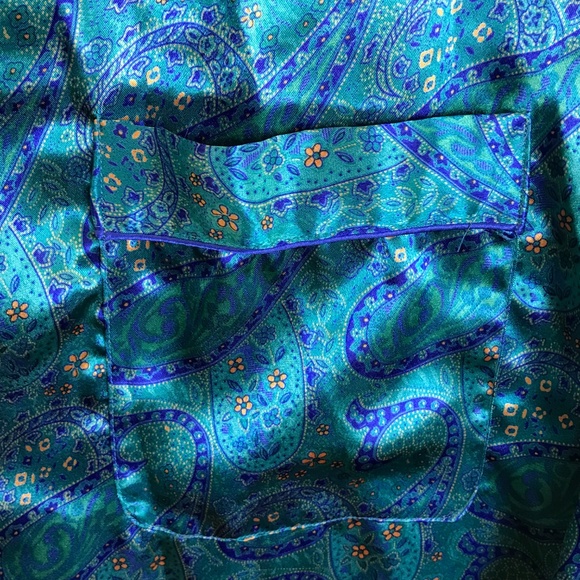 CACIQUE LINGERIE Satin Paisley Pajamas Green 2 Piece Sleep Set Womens Size Large - Picture 3 of 16